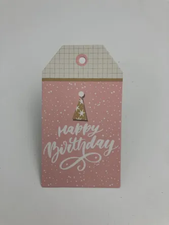 Нappy Birthday розовая 8,8x5 см